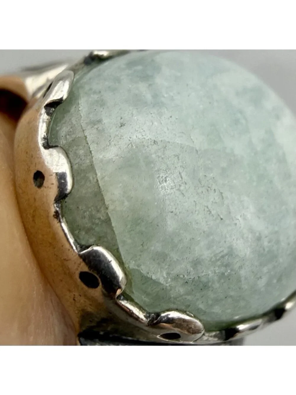 Carolyn Pollack Milky Aquamarine Shield Ring Relios Sterling Silver Size 7